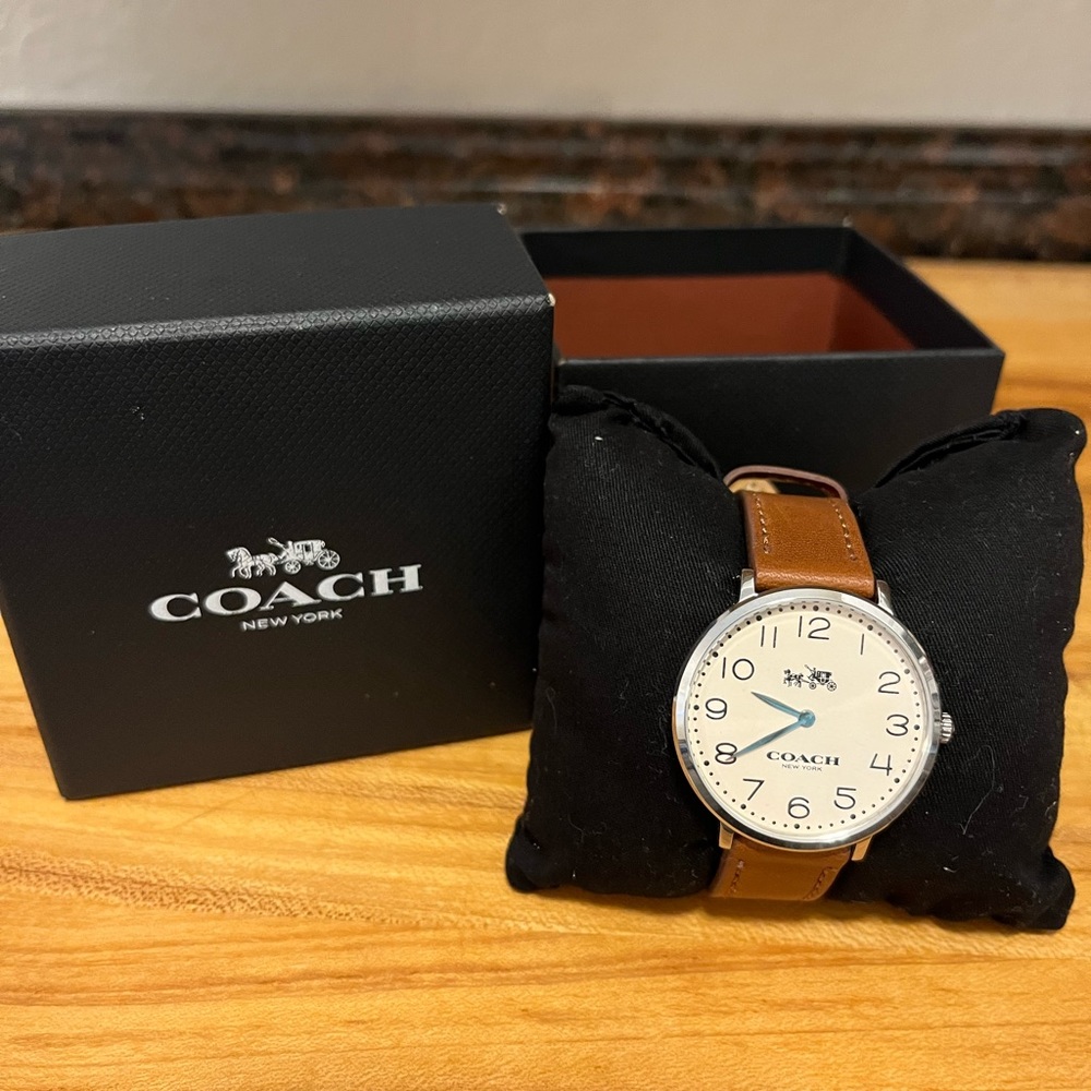 Coach watch, brown leather, standard face.